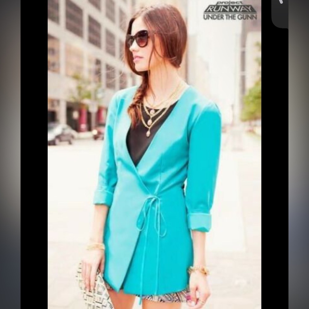 Serious Buyer Only! Francesca’s Project Runaway Turquoise Blue Jacket Blazer